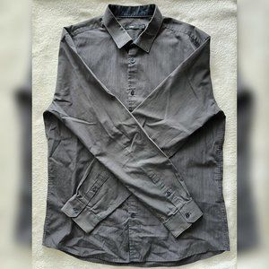 Men's Black and Gray Striped Button Down Shirt